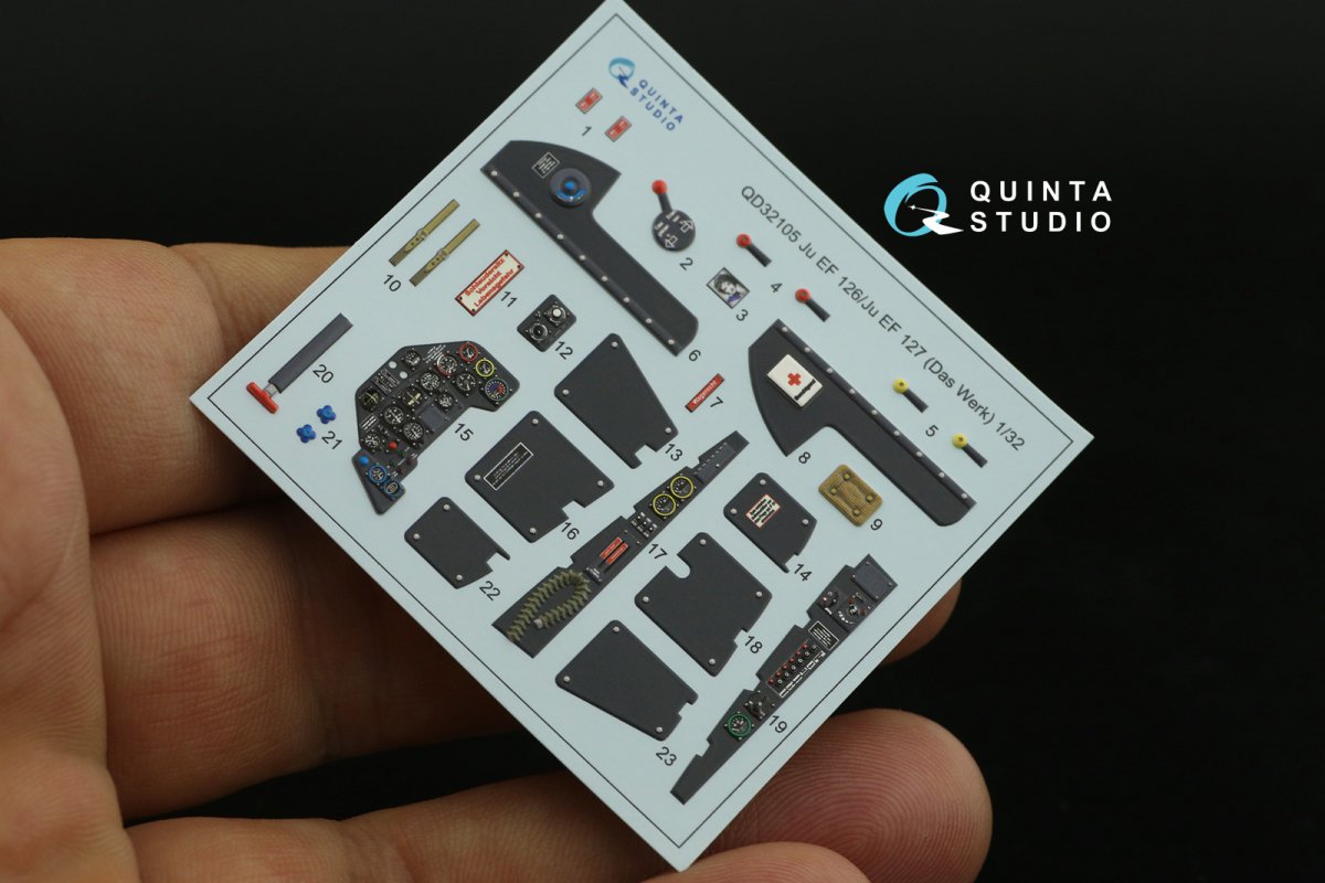 Quinta Studio QD32105 Ju EF 126/EF 127 3D-Printed &amp;amp; coloured Interior on decal paper (Das Werk) 1/32 – Bild 9