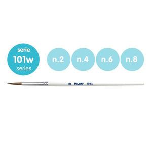 Milan 10468 Blister pack 4 round brushes (goat &amp;amp; synthetic hair) white handle 101w series no 2, 4, 6 and 8 – imagen 2