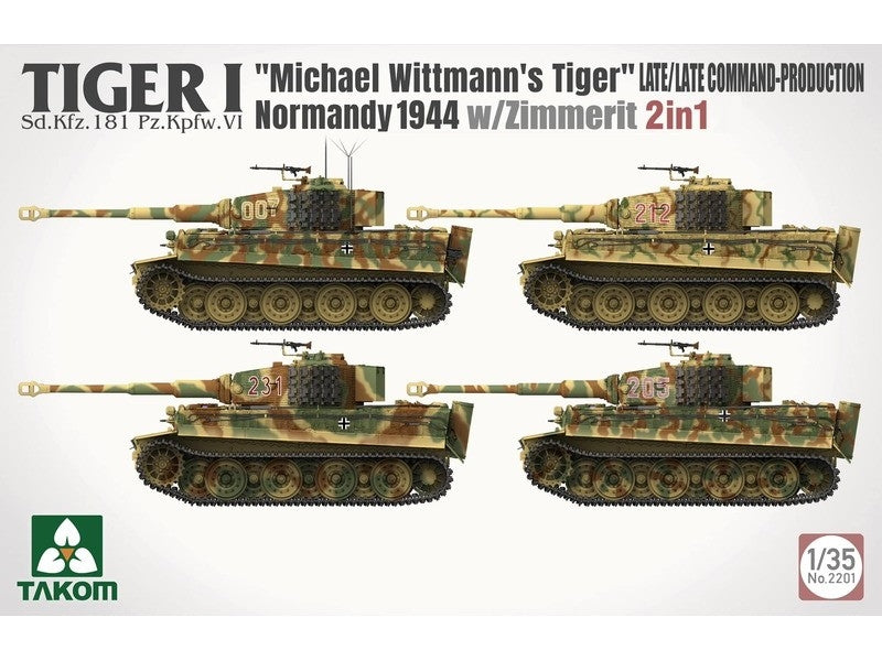 Takom 2201 Tiger I Late Production w/zimmerit Normandy 1944 Sd.Kfz. 181 Pz.Kpfw. VI Ausf. E &amp;quot;Michael Wittmann&amp;#39;s Tiger&amp;quot;(Late/Late Command) 1/35 – imagen 2