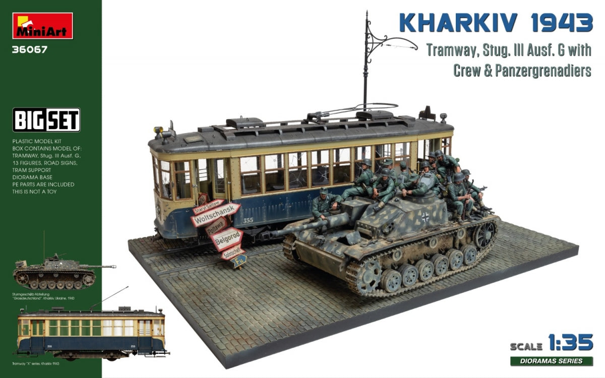 Miniart 36067 Kharkiv 1943: Tram &amp;amp; Stug. III Ausf. G w/Crew. BIG SET 1/35