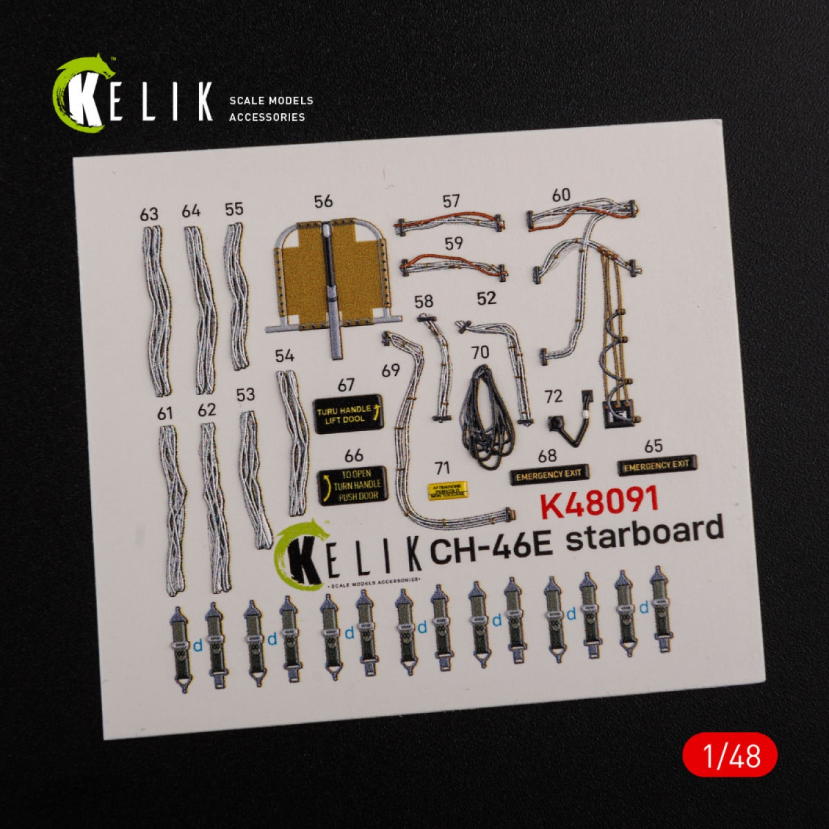 KELIK K48091 CH-46E Cargo compartment interior 3D decals for Academy kit 1/48 – Bild 2