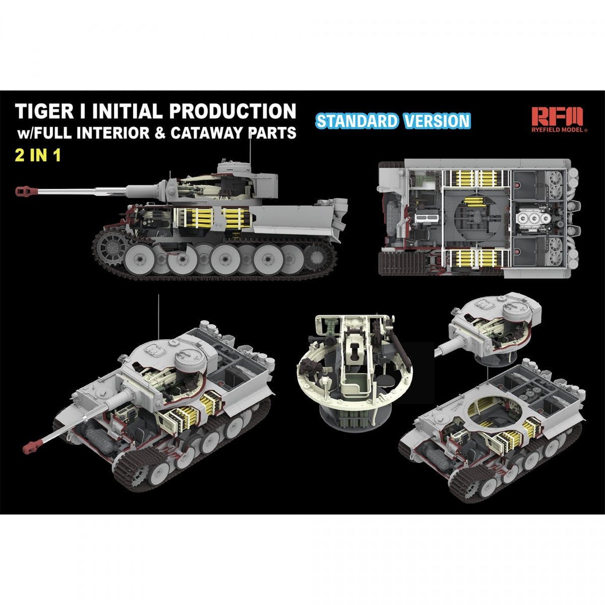 Maquette Rye Field Model 5130 Tiger I, production initiale début 1943, intérieur complet, version standard, échelle 1/35 – image 2
