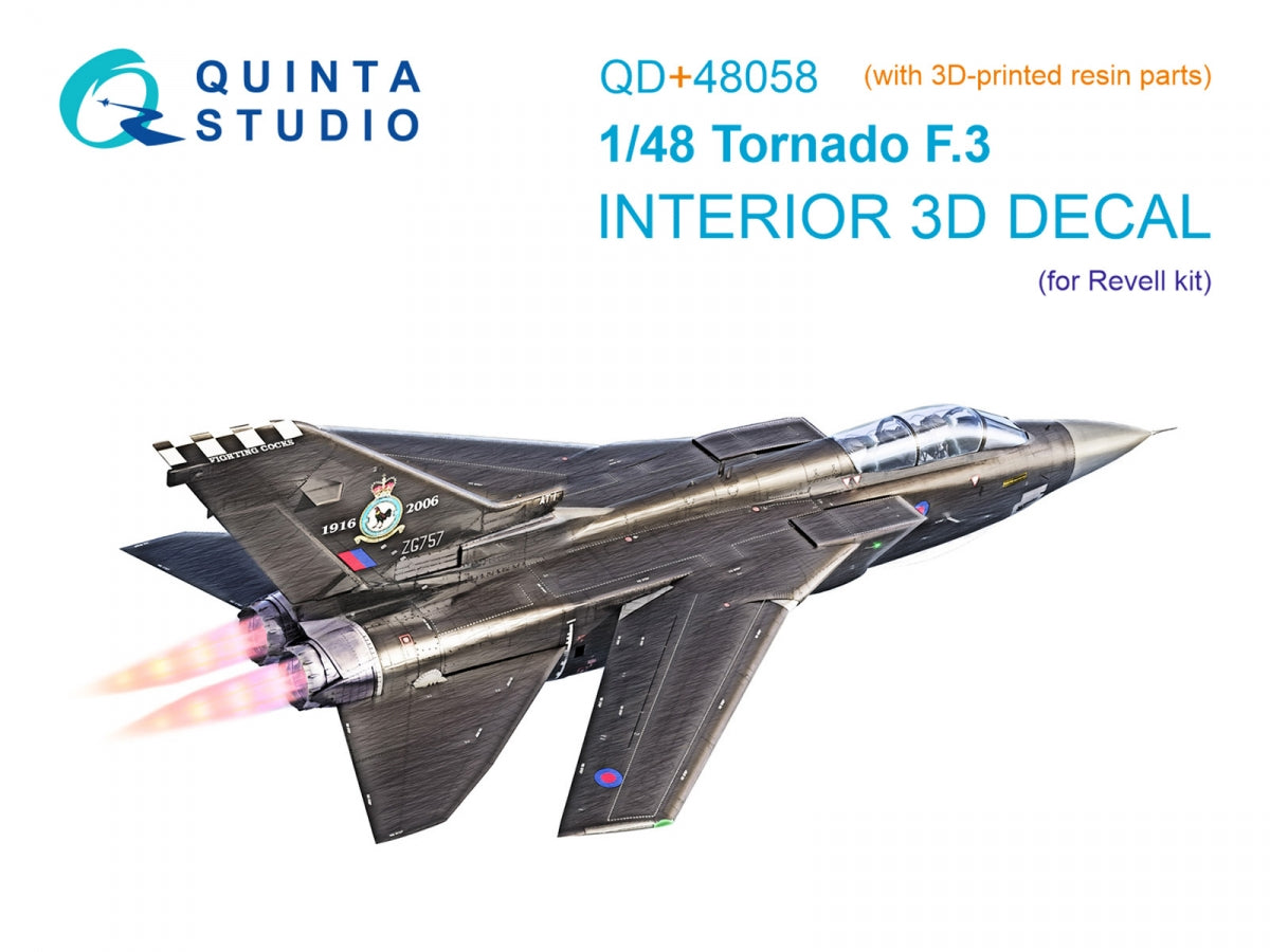 Quinta Studio QD+48058 Tornado F.3 3D-Printed &amp;amp; coloured Interior on decal paper (Revell) (with 3D-printed resin parts) 1/48