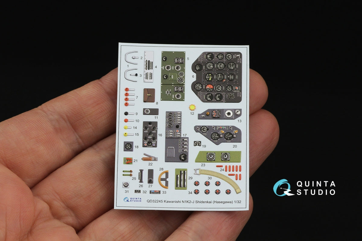 Quinta Studio QD32245 N1K2-J Shidenkai 3D-Printed &amp;amp; coloured Interior on decal paper (Hasegawa) 1/32 – imagen 3
