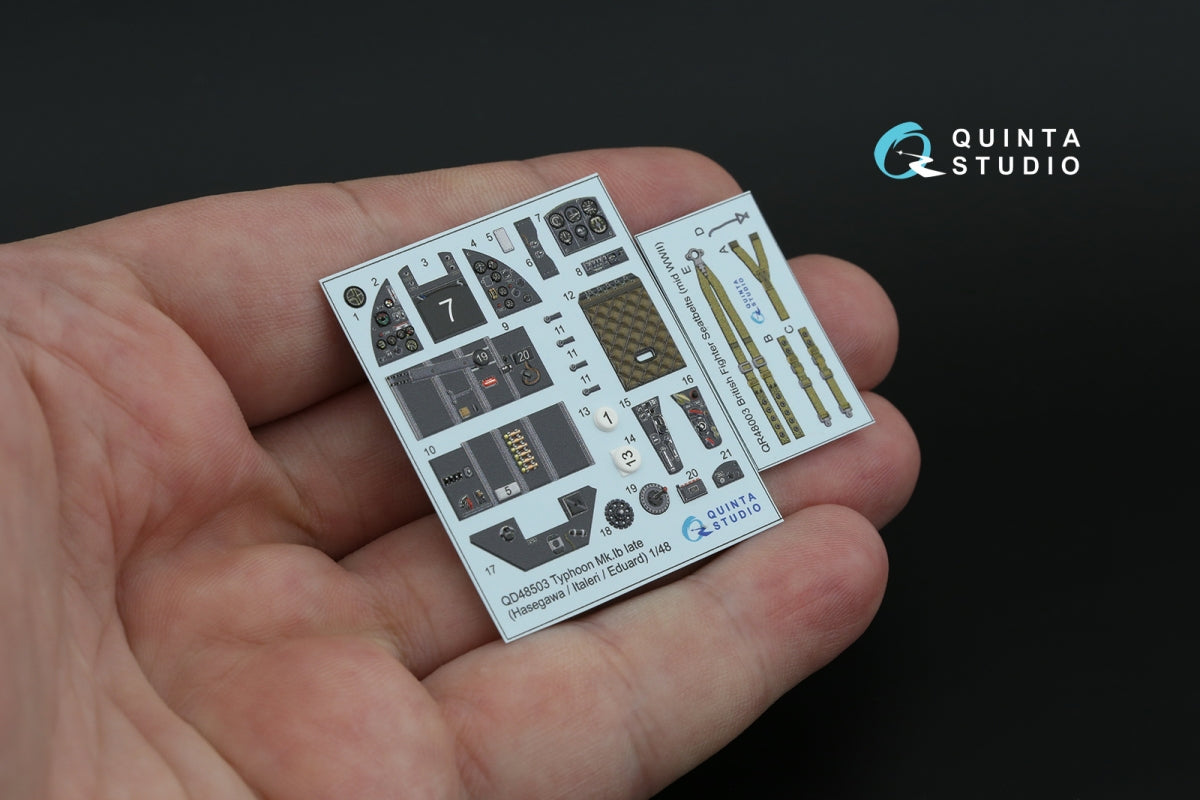 Quinta Studio QD48503 Typhoon Mk.Ib late 3D-Printed &amp;amp; coloured Interior on decal paper (Hasegawa/Italeri) 1/48 – imagen 3