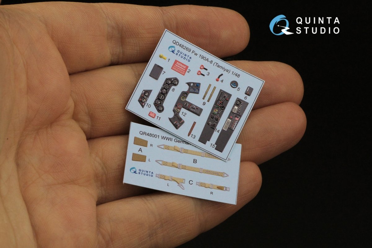 Quinta Studio QD48269 Fw 190A-8 3D-Printed &amp;amp; coloured Interior on decal paper (Tamiya) 1/48 – imagen 3