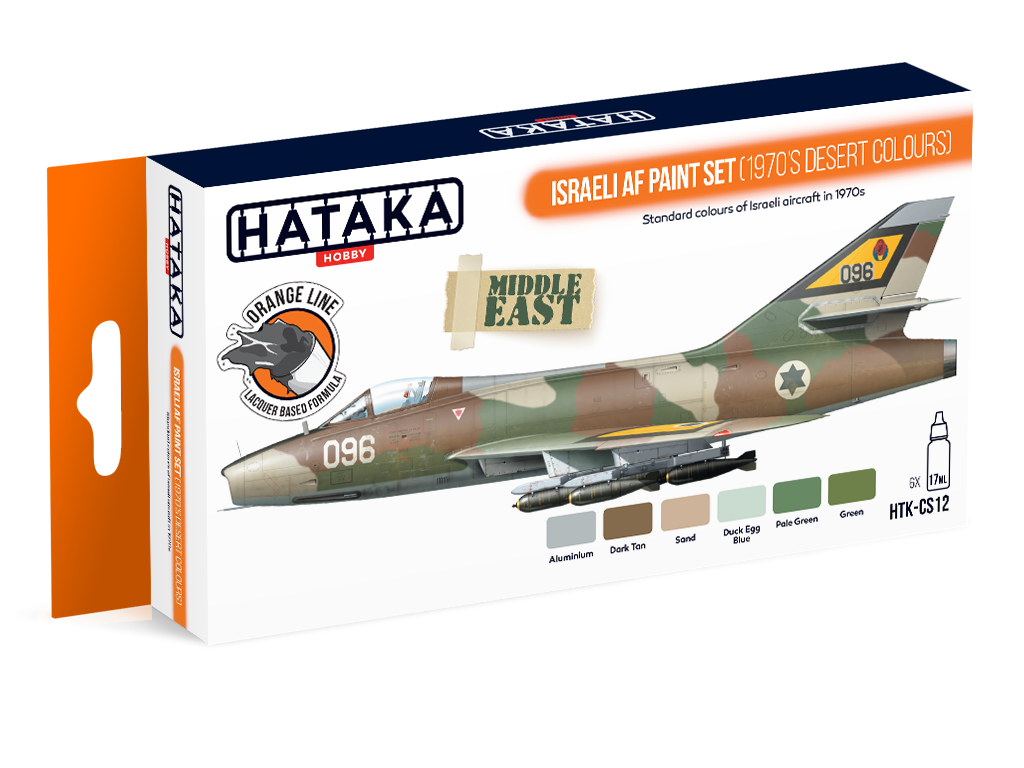 Ensemble de peinture Hataka HTK-CS12 AF israélien (couleurs du désert des années 1970) (6x17 ml)