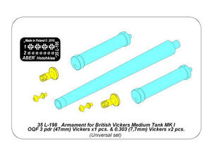 Aber 35L-198 Armament for British Vickers Medium Tank MK I OQF 3 pdr Vickers x1 pcs. 0.303 Vickers x2pcs. 1/35 – imagen 7
