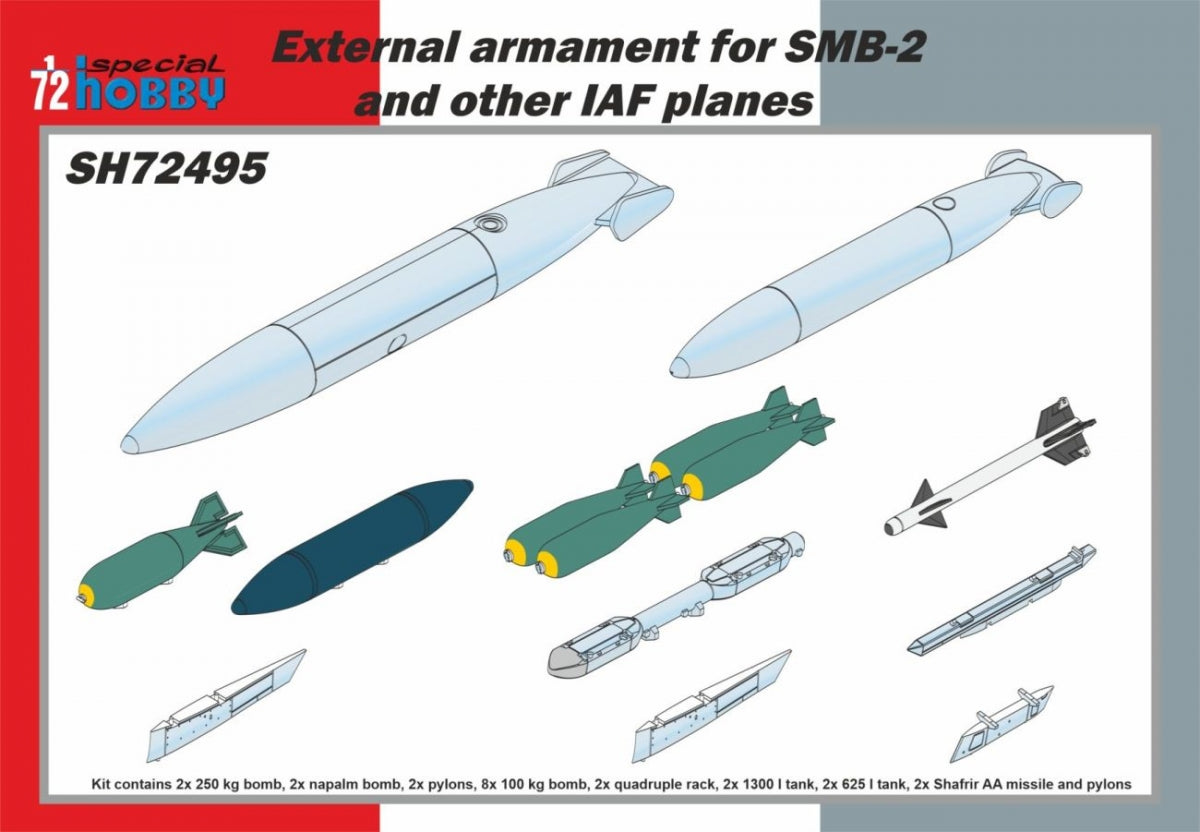 Armement externe Special Hobby 72495 pour SMB-2 et autres avions de l'IAF, échelle 1/72