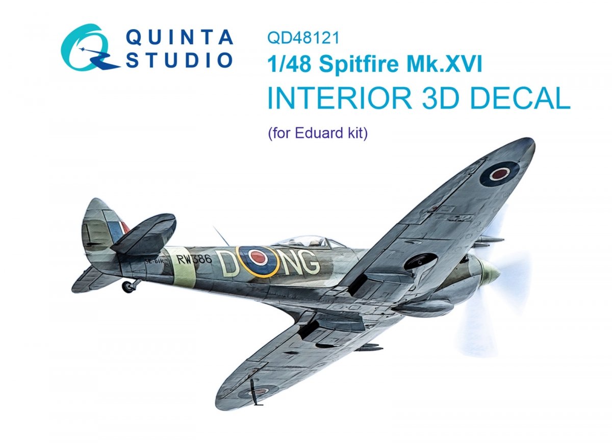 Quinta Studio QD48121 Spitfire Mk.XVI 3D-Printed &amp;amp; coloured Interior on decal paper (Eduard) 1/48