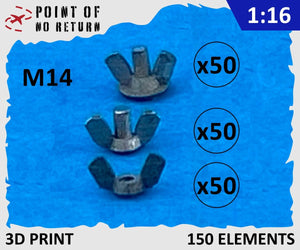 Point de non-retour 1623005 Écrous à oreilles M14 1/16
