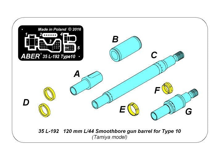 Aber 35L-192 120 mm L/44 Smoothbore gun barrel forType 10 Tank 1/35 – imagen 2
