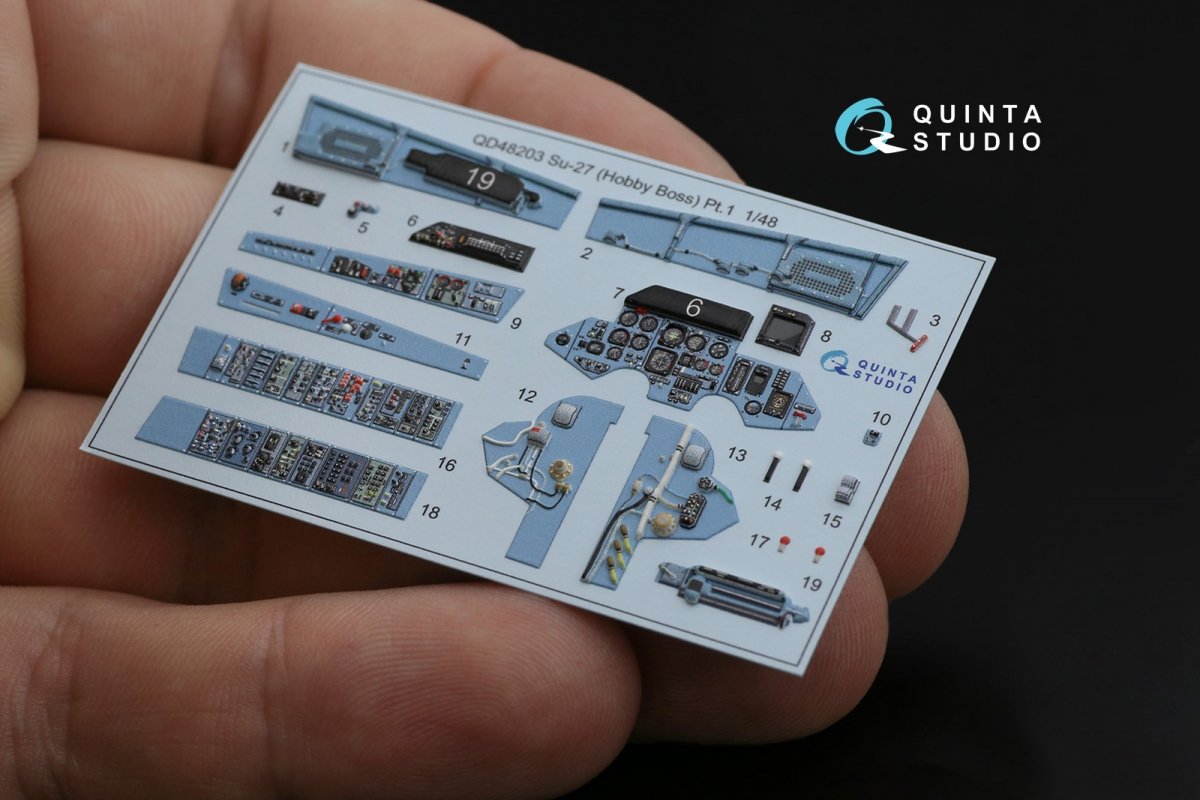 Quinta Studio QD48203 Su-27 3D-Printed &amp;amp; coloured Interior on decal paper ( Hobby Boss ) 1/48 – immagine 10
