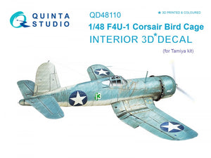 Quinta Studio QD48110 F4U-1 Corsair (Bird cage) 3D-Printed &amp;amp; coloured Interior on decal paper (for Tamiya kit) 1/48