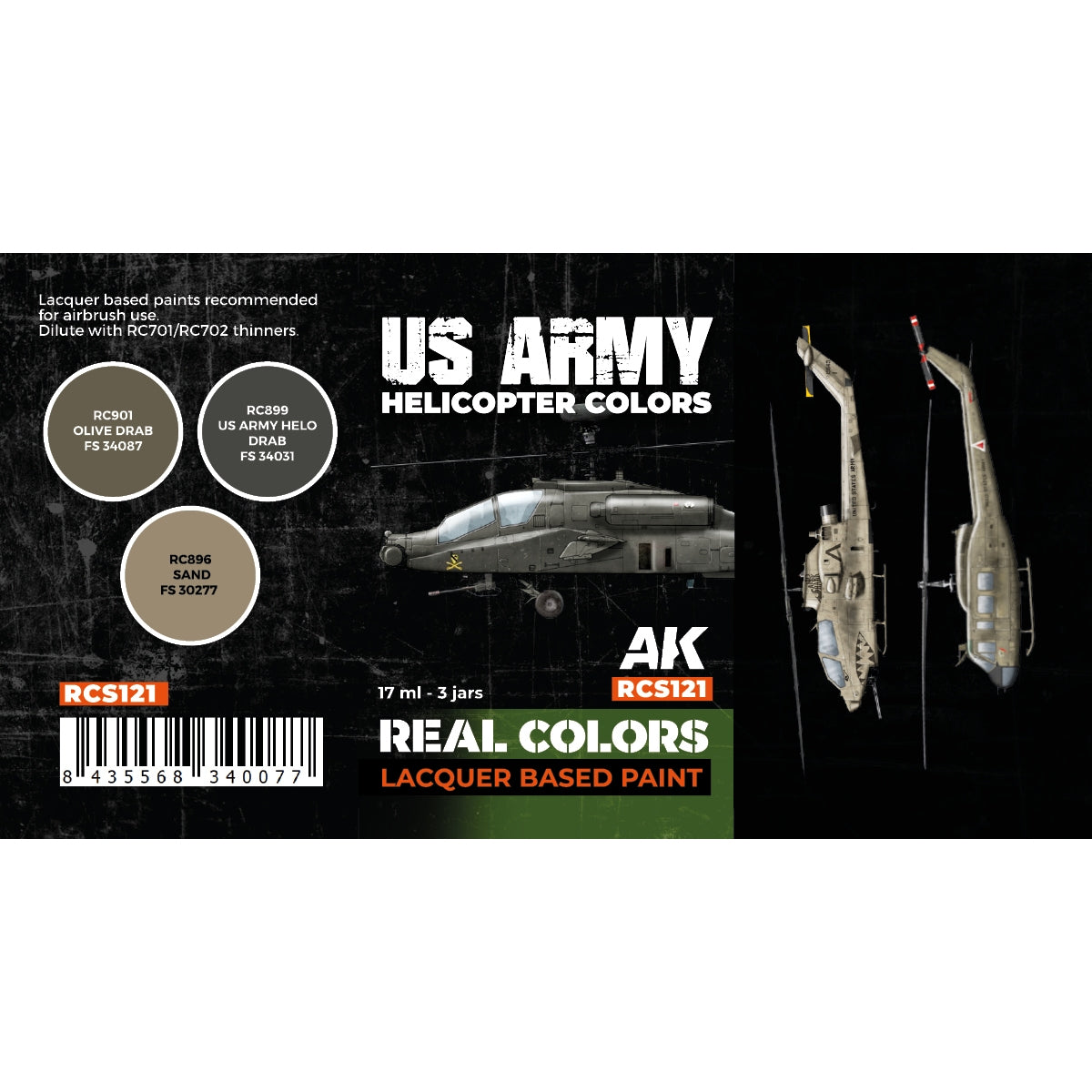 AK Interactive RCS121 US Army Helicopter Colors 3x17ml – immagine 2