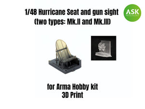 Art Scale Kit A48005 Hurricane Seat and Gun Sight (Two Types: Mk.II and Mk.III) 1/48