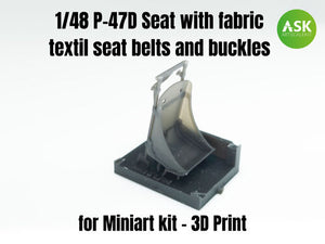 Art Scale Kit A48009 P-47D Seat with Fabric Textile Seat Belts and Buckles 1/48