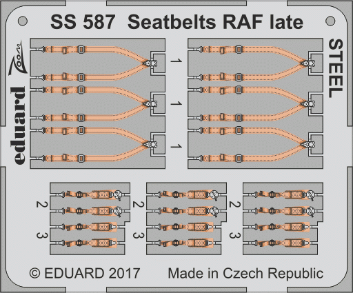 Ceintures de sécurité Eduard SS587 RAF (fin de production) en acier, échelle 1/72
