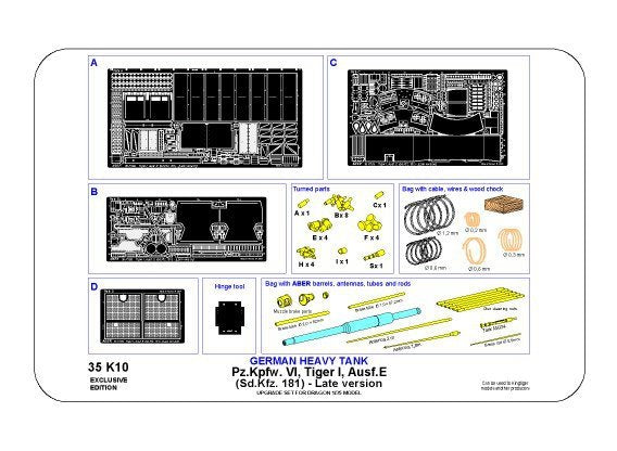 Aber 35K10 Pz.Kpfw. VI Ausf.E (Sd.Kfz.181) Tiger I – Late version (premium set) 1/35 – imagen 14