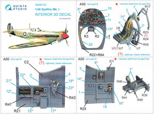 Intérieur imprimé en 3D et coloré sur papier décalcomanie (Eduard) Quinta Studio QD48133 Spitfire Mk.I 1/48 – image 12