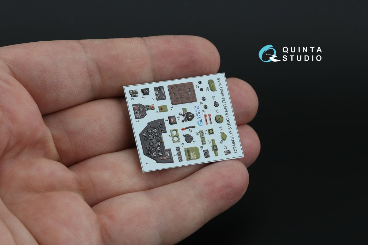 Quinta Studio QD48481 P-51B/C (Early) 3D-Printed coloured Interior on decal paper (Tamiya) 1/48 – imagen 5