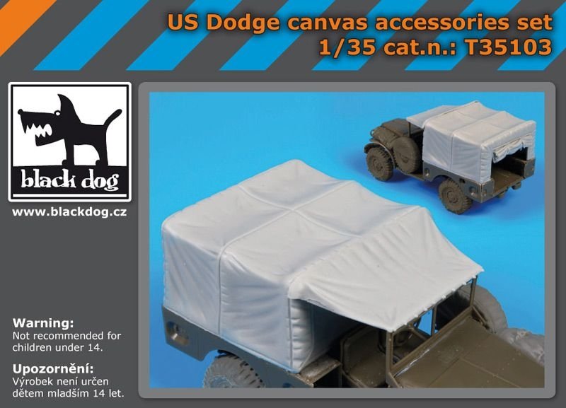 Ensemble d'accessoires en toile Black Dog T35103 pour Dodge US, échelle 1/35 