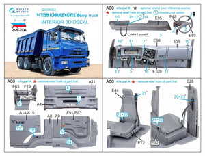 Quinta Studio QD35053 KAMAZ 65115 Dump truck 3D-Printed &amp;amp; coloured Interior on decal paper ( Zvezda ) 1/35 – Bild 2