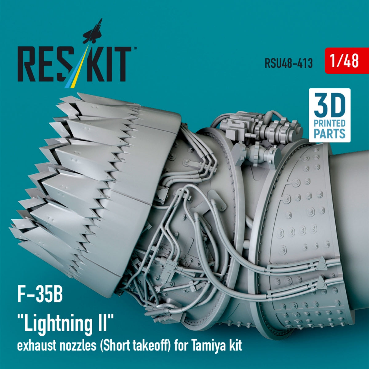 RESKIT RSU48-0413 Tuyère d&amp;#39;échappement F-35B « Lightning II » (décollage court) pour maquette Tamiya (impression 3D) 1/48  – image 3