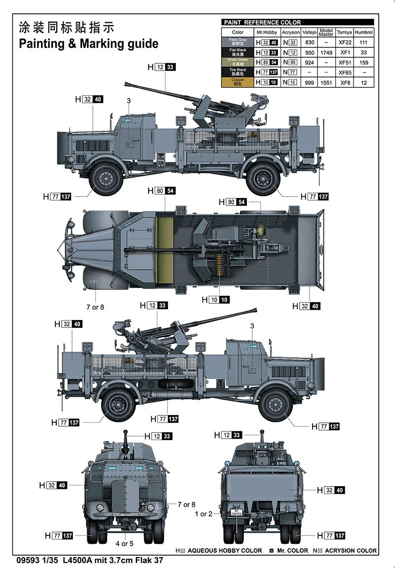 Trumpeter 09593 L4500A avec Flak 37 1/35 de 3,7 cm – image 3