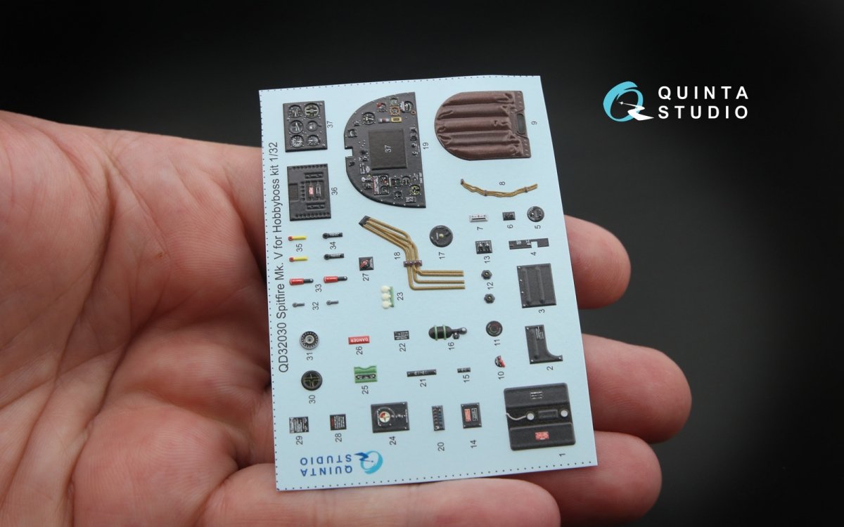 Quinta Studio QD32030 Spitfire Mk.V 3D-Printed &amp;amp; coloured Interior on decal paper (for Hobbyboss kit) 1/32 – Bild 3