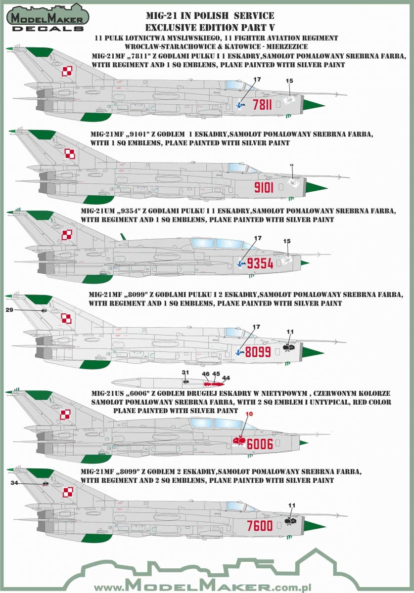 ModelMaker Decals D48154 MiG-21 in Polish service exclusive edition part V 1/48 – Bild 4