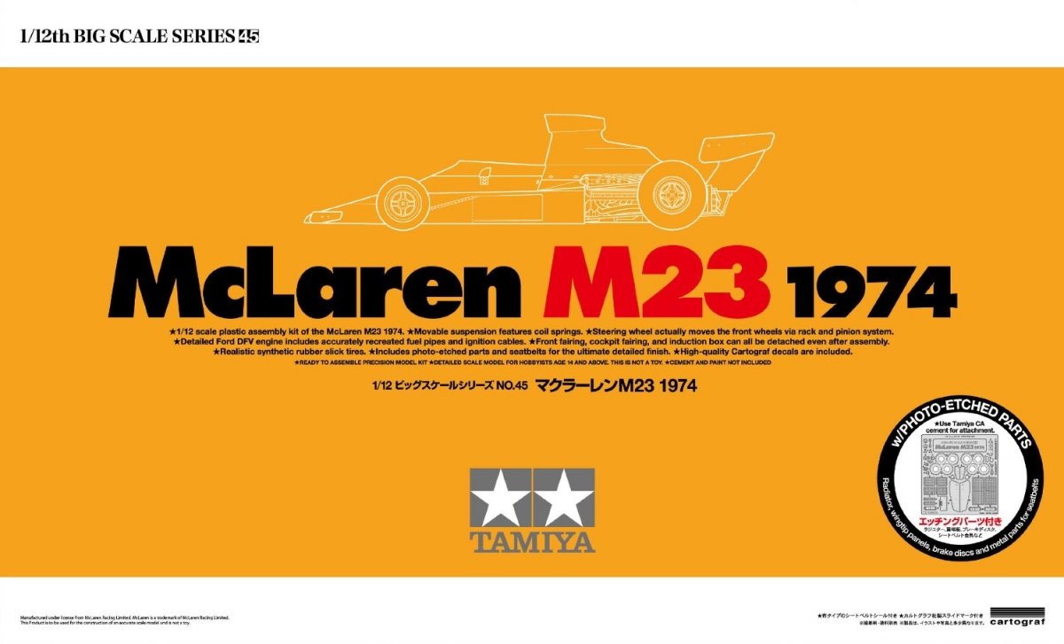 Tamiya 12045 McLaren M23 1974 avec pièces photo-découpées (1/12)