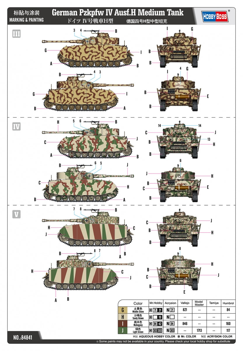 Hobby Boss 84841 German Pzkpfw IV Ausf.H Medium Tank 1/48 – imagen 8
