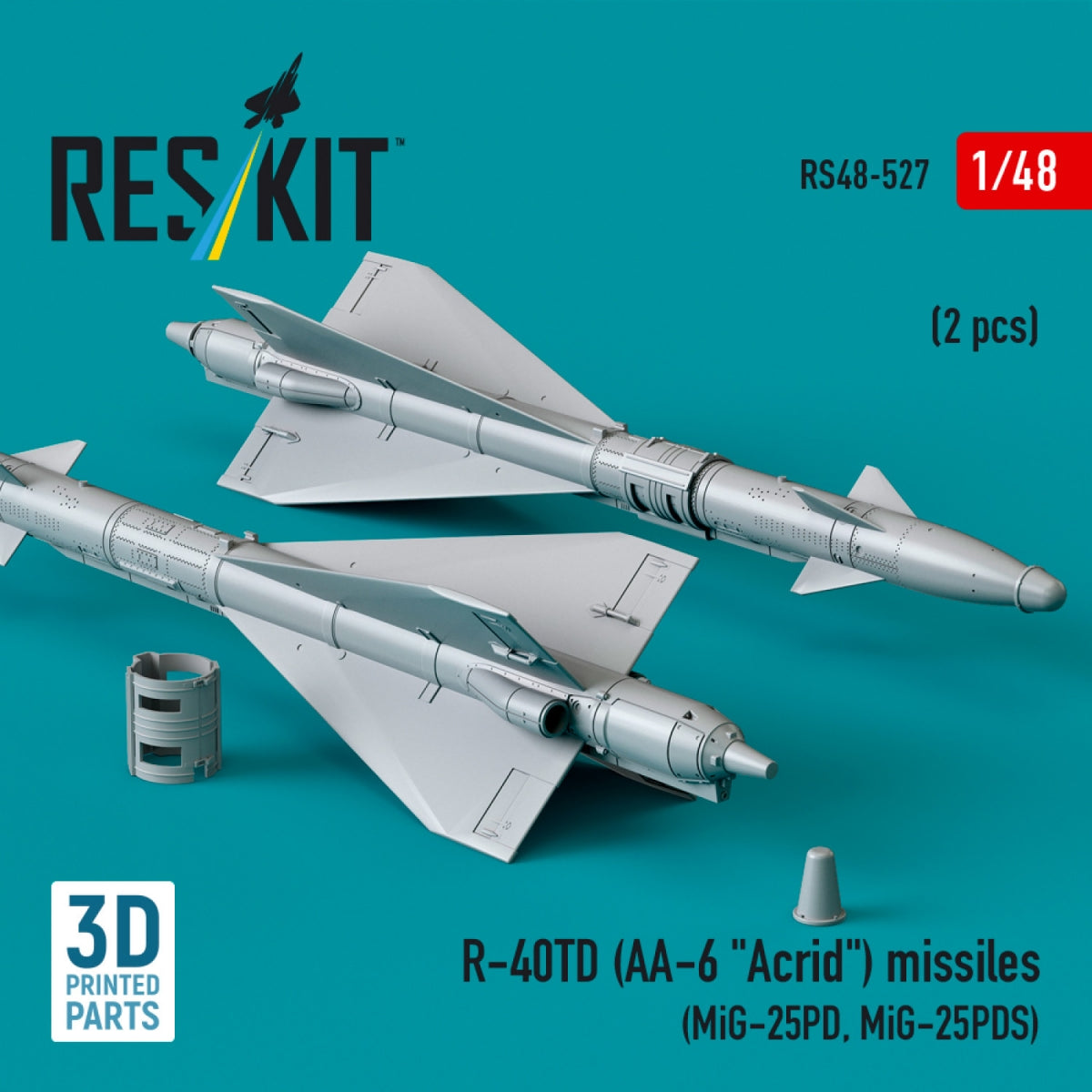 RESKIT RS48-0527 R-40TD (AA-6 &amp;quot;Acrid&amp;quot;) missiles (2 pcs) (3D printed) 1/48 – imagen 3