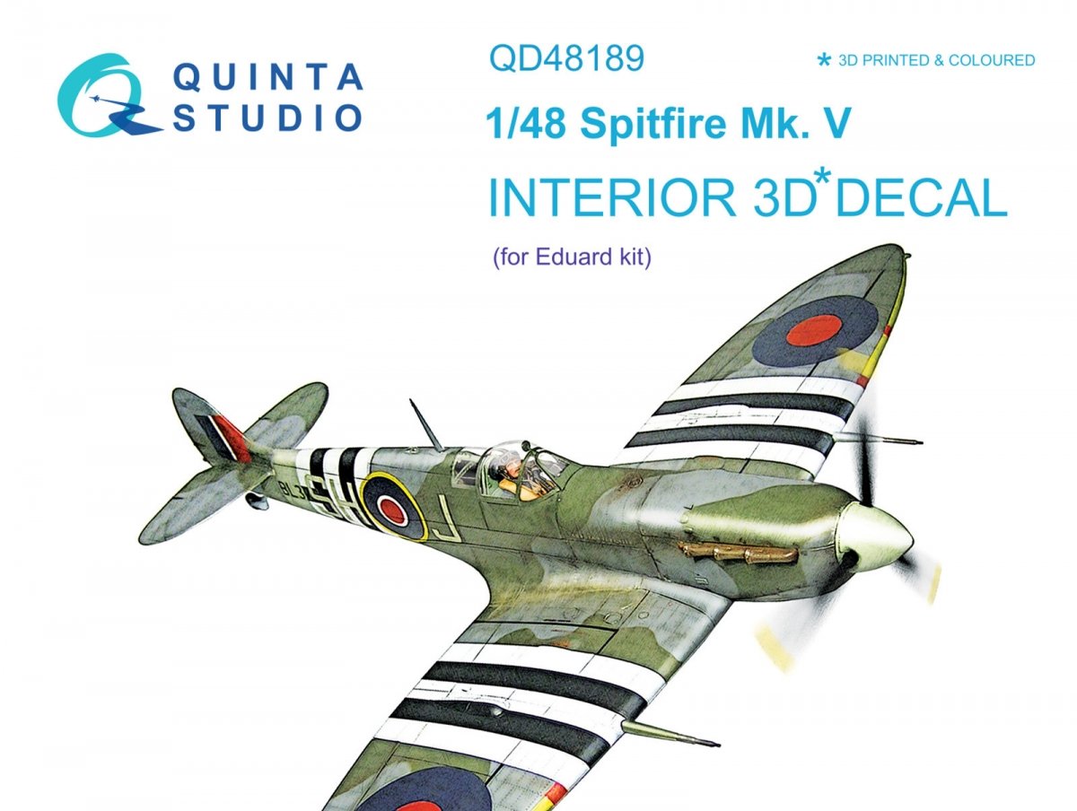 Intérieur du Spitfire Mk.V imprimé en 3D et coloré sur papier décalcomanie Quinta Studio QD48189 (pour kit Eduard) 1/48 