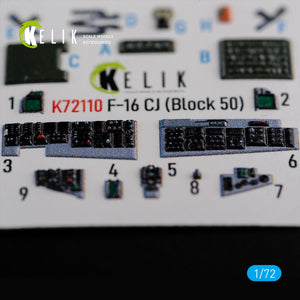 Décalcomanies 3D intérieures KELIK K72110 F-16 CJ (Block 50) pour maquette Tamiya au 1/72 – image 2