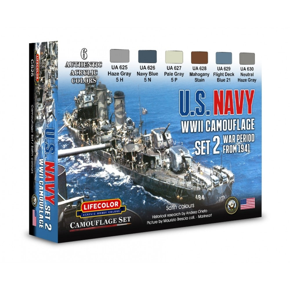 Coffret de peinture acrylique Lifecolor CS25, bleu marine américain, lot de 2 (6 x 22 ml).