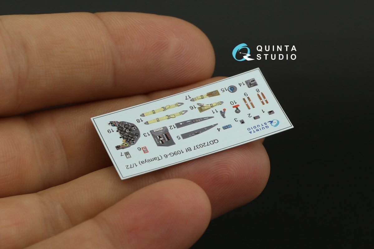 Quinta Studio QD72037 Bf 109 G-6 3D-Printed &amp;amp; coloured Interior on decal paper (Tamiya) 1/72 – immagine 3