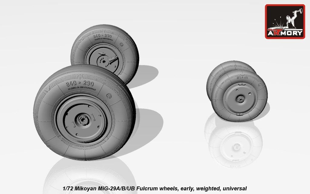 Armory Models AW72037 Mikoyan MiG-29A/B/UB Fulcrum weighted wheels, early 1/72 – Bild 4
