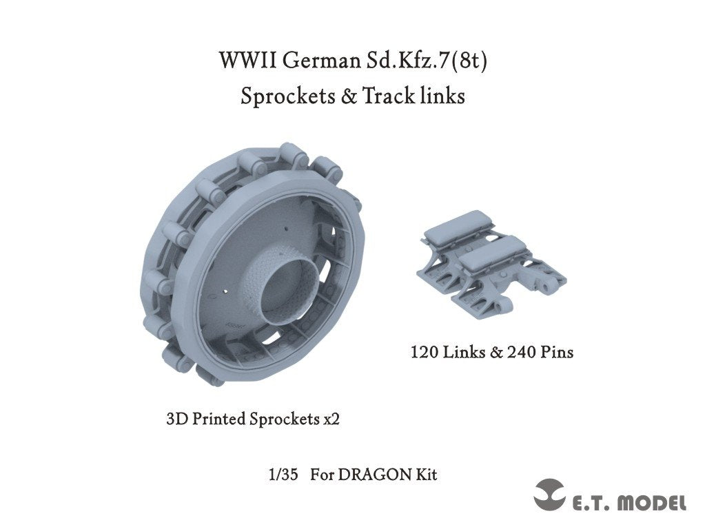 E.T. Model P35-060 WWII German Sd.Kfz.7(8t) Sprockets &amp;amp; Track links ( 3D Printed ) 1/35