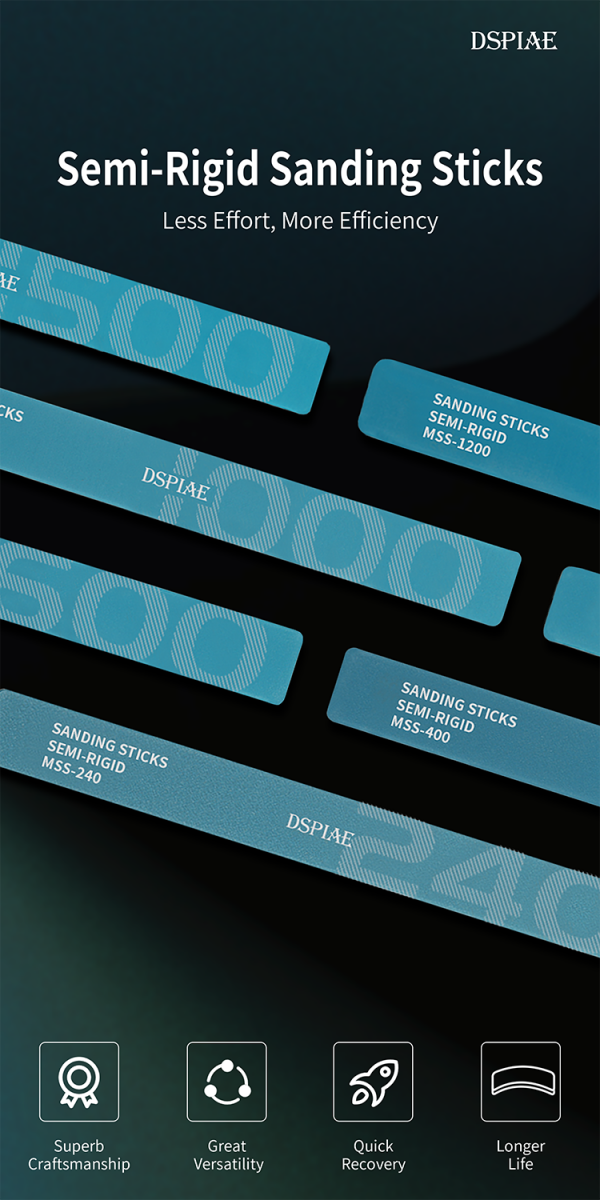 Bâtonnets de ponçage semi-rigides DSPIAE MSS-600 n° 600 x 3 pièces / lime flexible - abrasif