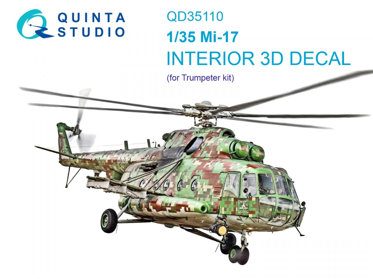 Quinta Studio QD35110 Mi-17 3D-Printed colored Interior on decal paper (Trumpeter) 1/35