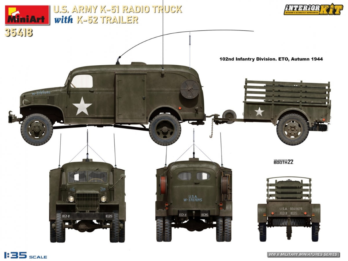 MiniArt 35418 Camion radio K-51 de l&amp;#39;armée américaine avec remorque K-52. Kit intérieur 1/35 – image 14
