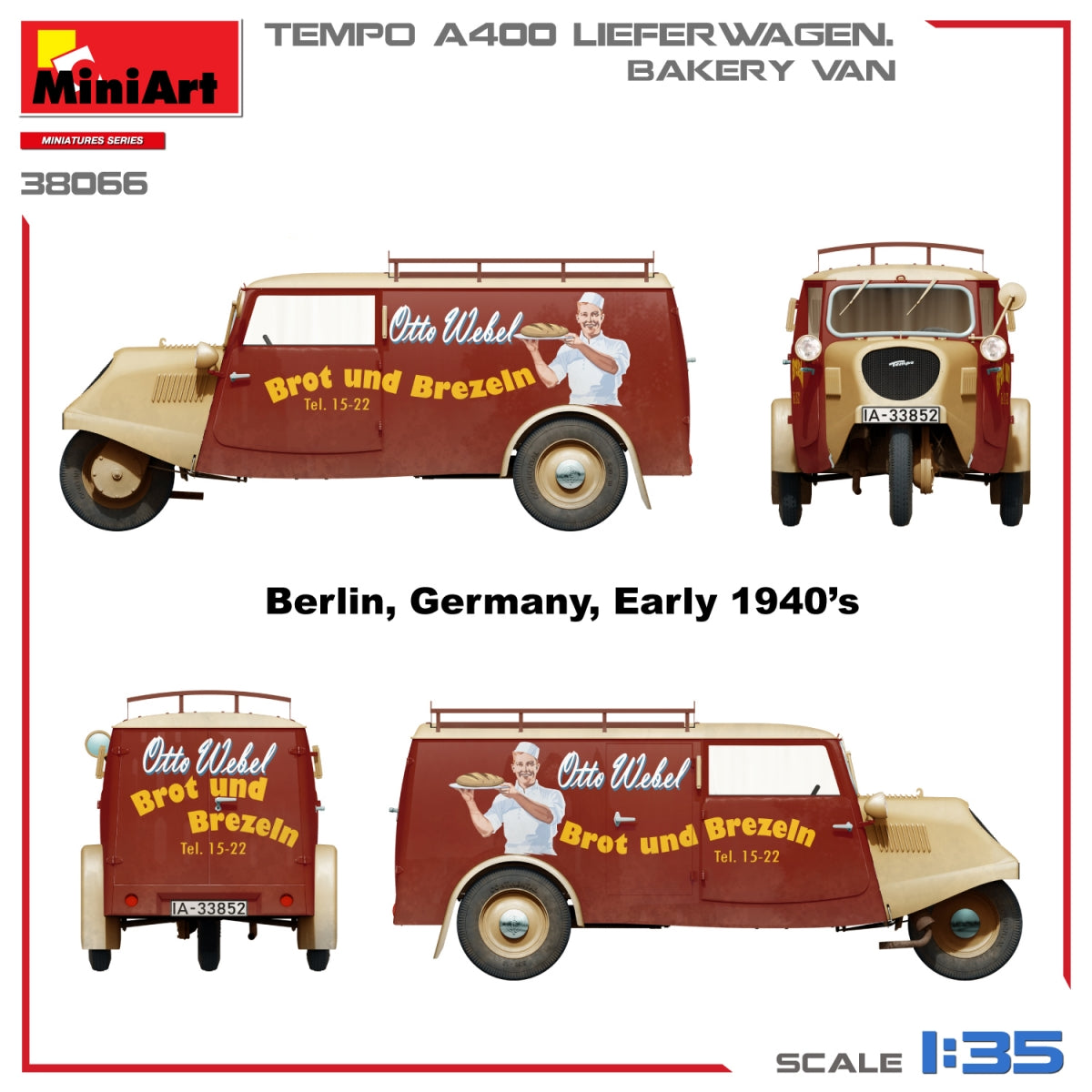 MiniArt 38066 TEMPO A400 LIEFERWAGEN. BAKERY VAN 1/35 – immagine 5