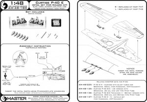 Master AM-48-180 Curtiss P-40 E - celownik, rurka Pitota oraz owiewki km-ów Browning .50 z żywicznym mocowaniem do modelu EDUARD 1/48 – Bild 8