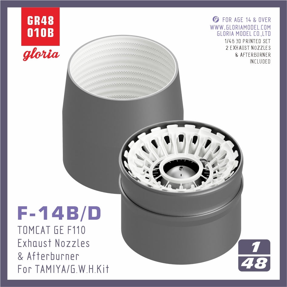 Gloria GR48010B F-14B/D F110-GE-400 Exhaust Nozzle &amp;amp; Afterburner CLOSED TAMIYA/G.W.H. 1/48 – immagine 2