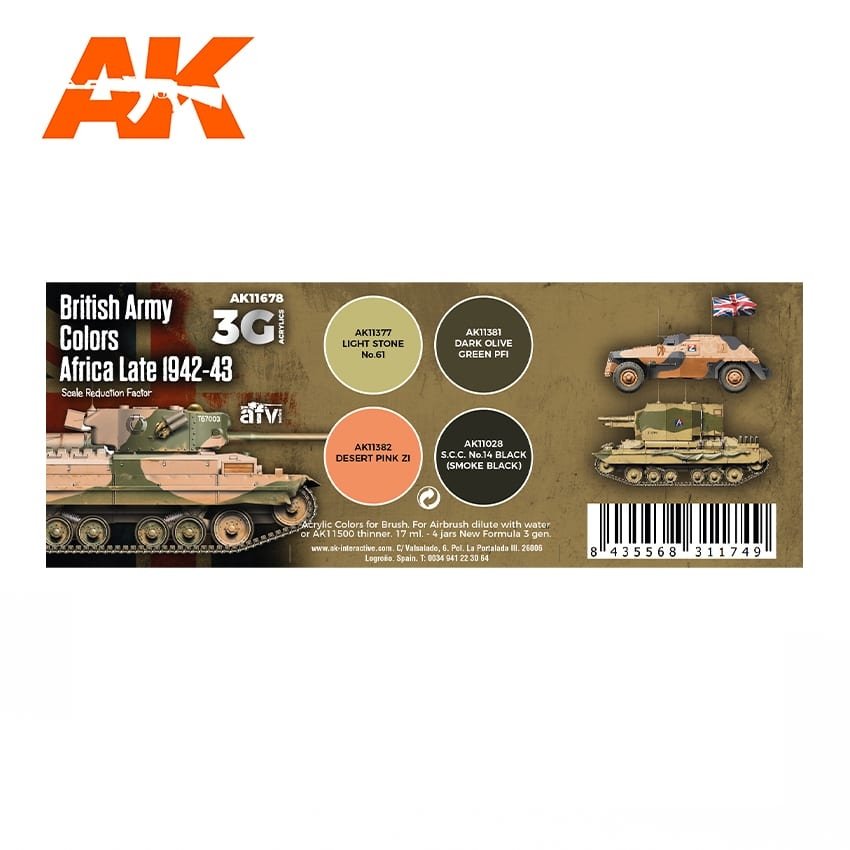 AK Interactive AK11678 3G BRITISH ARMY COLORS AFRICA LATE 1942-1943 4x17 ml – zdjęcie 2