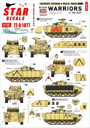 Star Decals 72-A1077 Tempête du désert n° 1. Soldats britanniques dans le Golfe 1990-91, échelle 1/72
