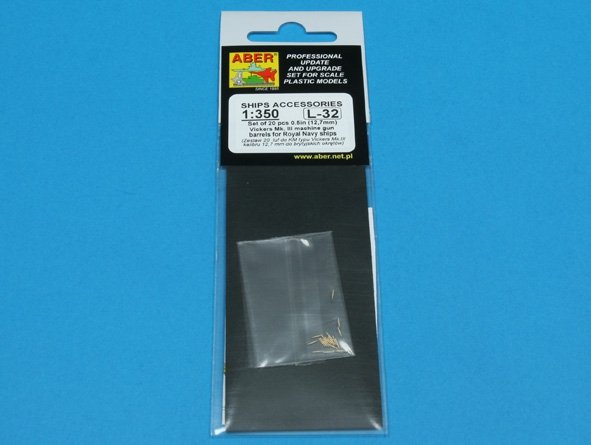 Aber 350L-32 Set of 20 pcs 0,5in (12,7mm) Vickers Mk.III machine gun barrels for Royal Navy ships 1/350 – imagen 4