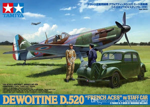 Tamiya 61109 Dewoitine D.520 As français - avec voiture d&amp;#39;état-major (1/48)